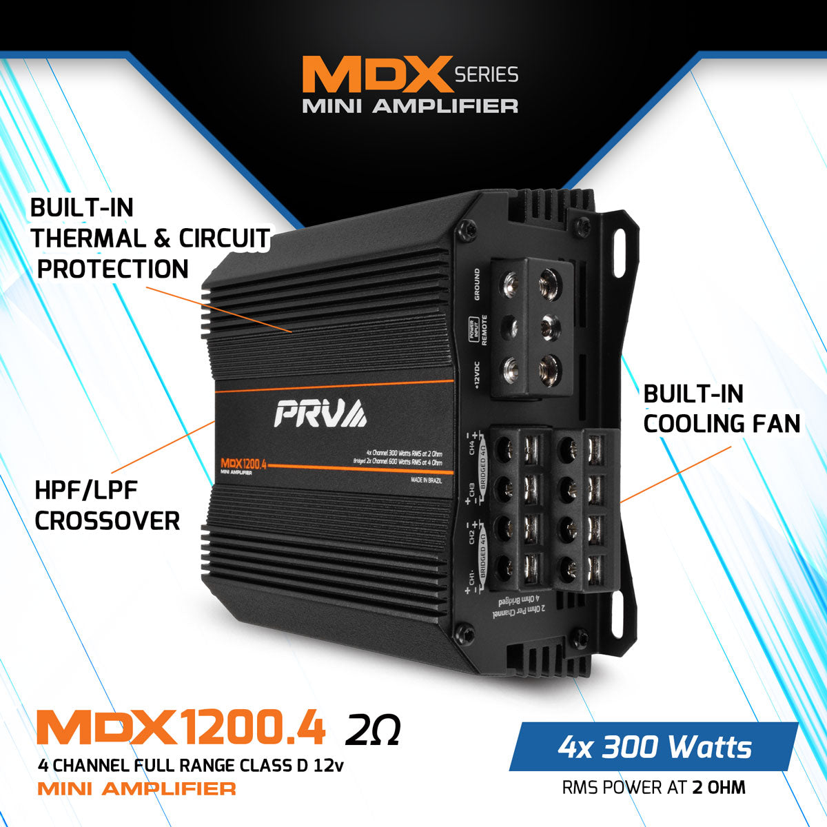 MDX1200.4 2 Ohm PRV 4 Channel Full Range Amplifier