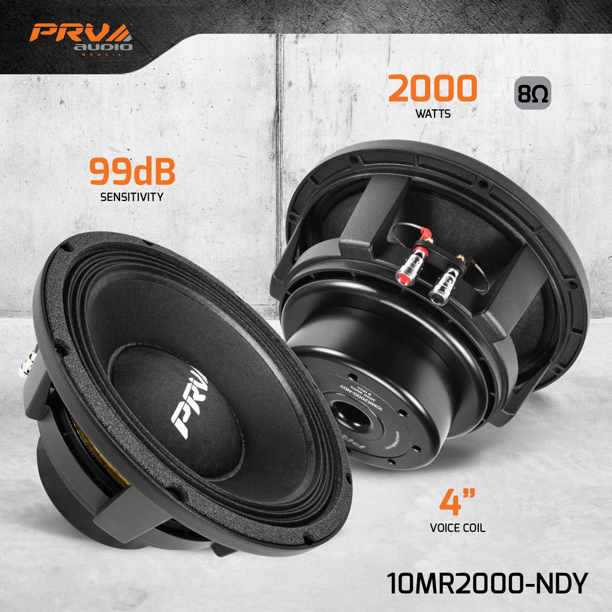 PRV AUDIO 10MR2000-NDY 10 Inch Midrange Loudspeaker