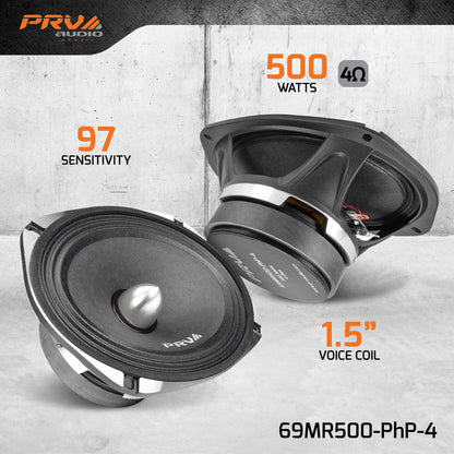 PRV AUDIO 6x9 Inch Midrange Speaker 69MR500-PhP-4 500 Watts Program Power