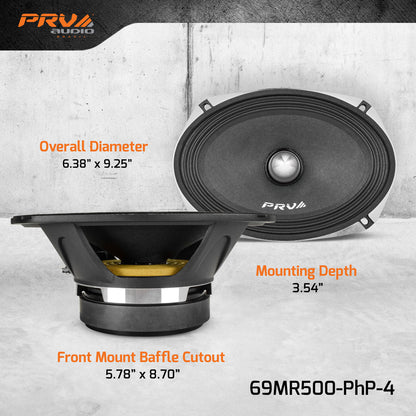 PRV AUDIO 6x9 Inch Midrange Speaker 69MR500-PhP-4 500 Watts Program Power