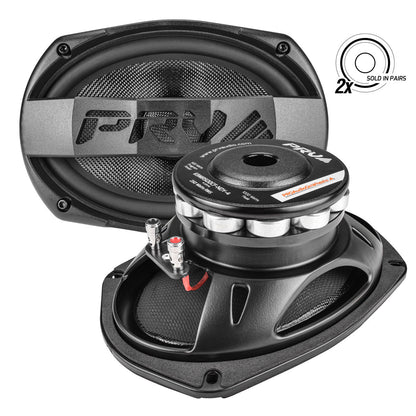 PRV AUDIO Carbon Fiber 6x9 Midrange Speaker 500 Watts 4 Ohm Neodymium 69MR500CF-NDY-4 (PAIR)