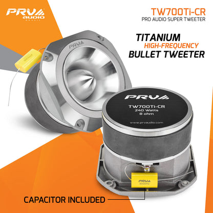 PRV AUDIO TW700Ti-CR Super Tweeter, 4" Titanium Bullet Super Tweeter 8 Ohm Chrome