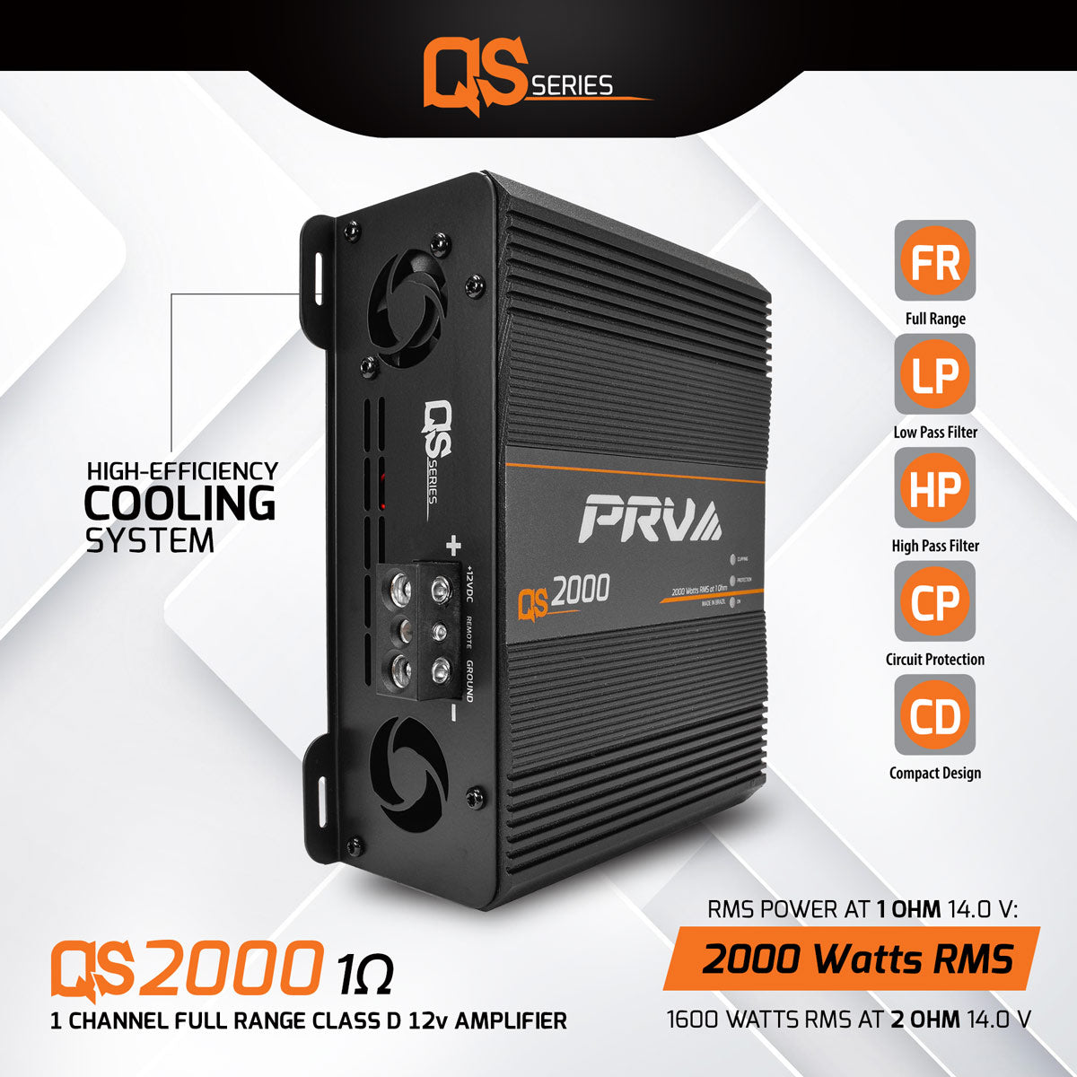 PRV Audio QS2000 1 Ohm 2000 Watt Amp Car Audio Amplifier