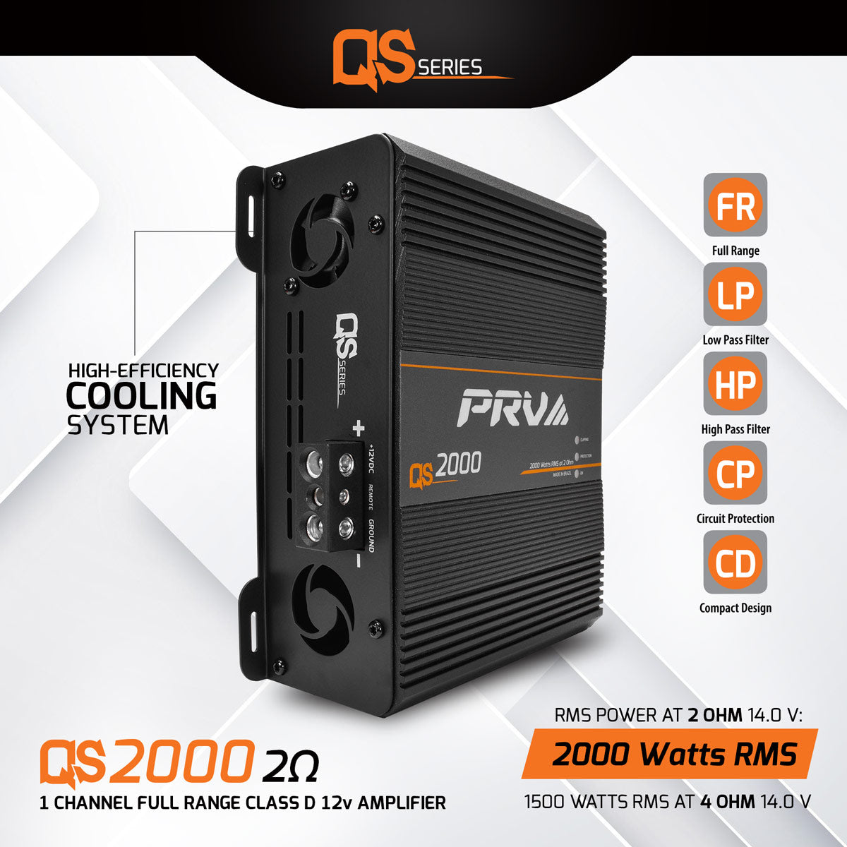 PRV Audio QS2000 2 Ohm 2000 Watt Amp Car Audio Amplifier