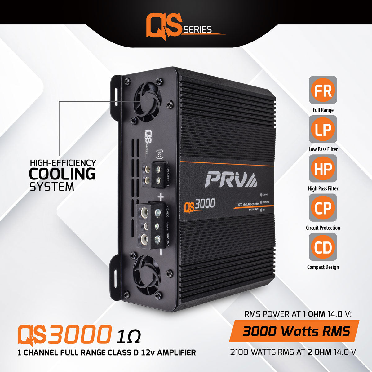 PRV Audio QS3000 1 Ohm 3000 Watt Amp Car Audio Amplifier Full Range