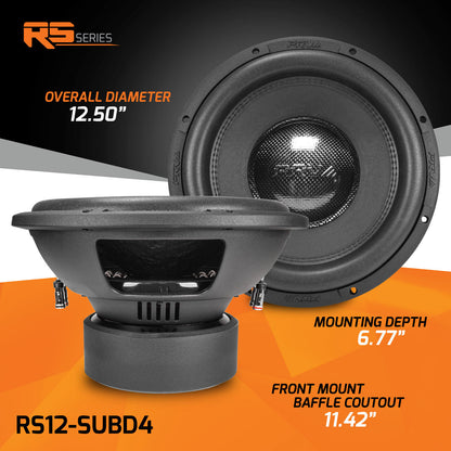 RS12-SUBD4 PRV 12” Car Subwoofer Dual 4 Ohm 1000 Watts