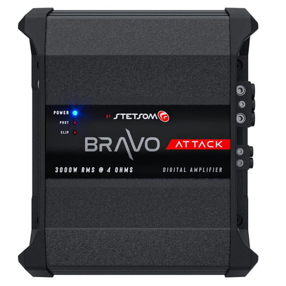 Stetsom BRAVO ATTACK 3000 4 Ohms Mono Car Amplifier, 3000.1 3K Watts RMS