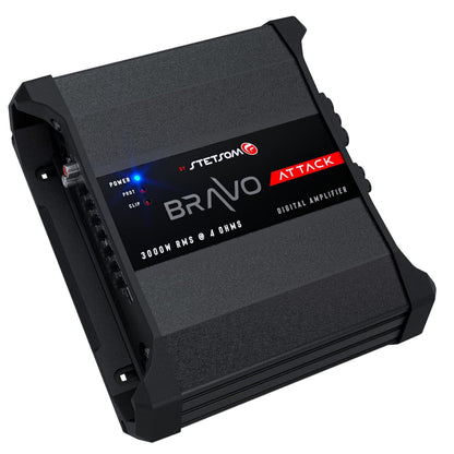 Stetsom BRAVO ATTACK 3000 4 Ohms Mono Car Amplifier, 3000.1 3K Watts RMS