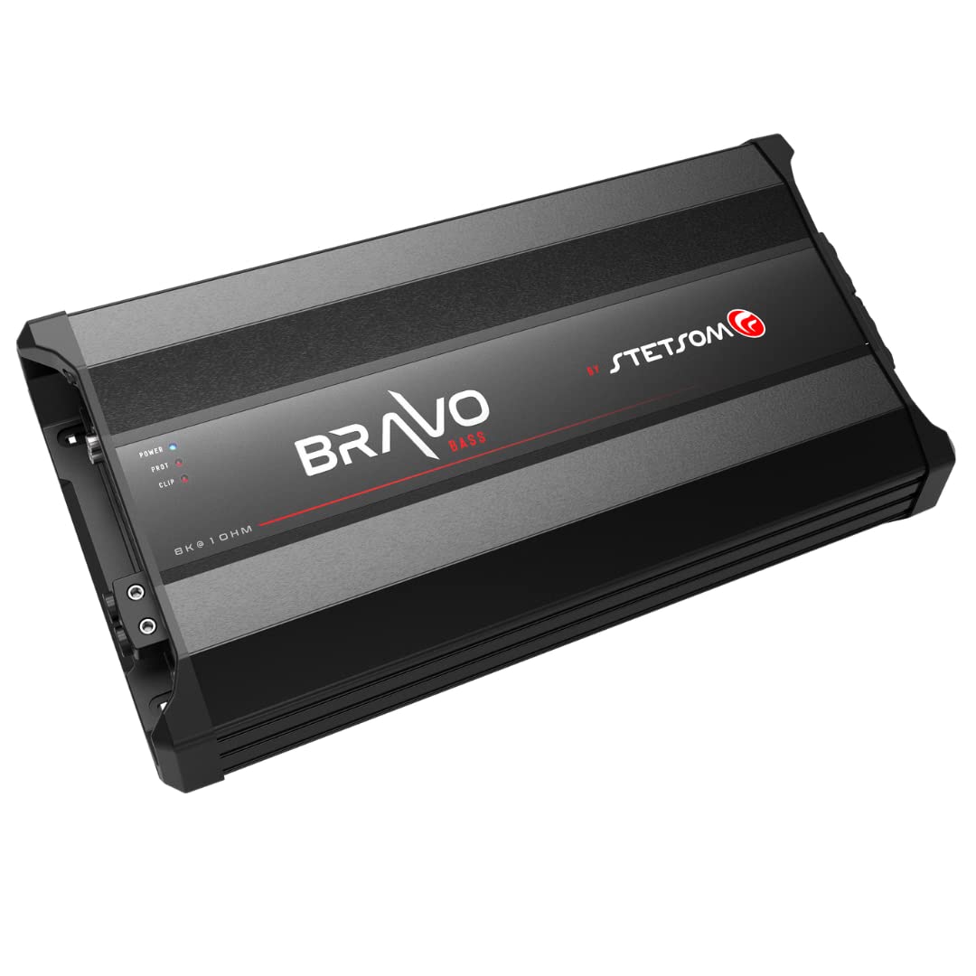 Stetsom Bravo BASS 8000 1 Ohm Mono Subwoofer Car Audio Amplifier, 8000.1 8K Watts RMS