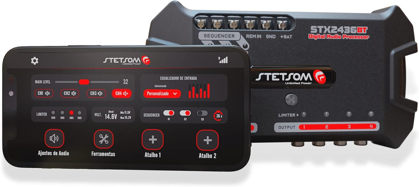 Stetsom STX 2436 Bluetooth DSP Crossover & Equalizer 4 Output Channel Full Digital Signal Processor 2.4