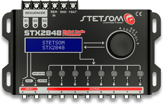 Stetsom STX 2848 DSP Crossover & Equalizer 8 Channel Full Digital Signal Processor (Sequencer) 2.8