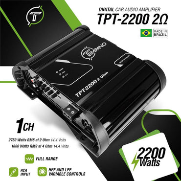 Timpano TPT-2200 2 Ohm 2200 Watts Car Audio Amplifier