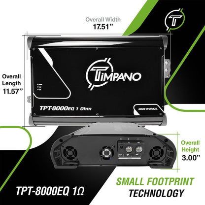 Timpano 1 Channel TPT-8000EQ 1 Ohm Car Audio Amplifier