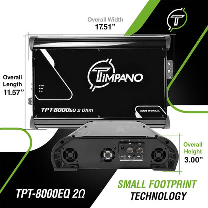 Timpano 1 Channel TPT-8000EQ 2 Ohms Car Audio Amplifier