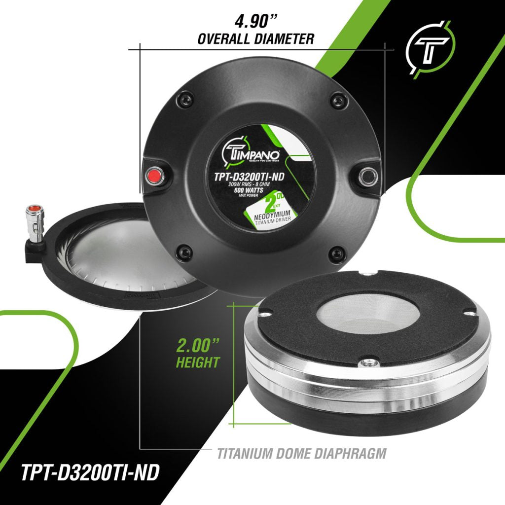 TIMPANO TPT-D3200TI-ND 2″ Exit Neodymium Titanium Compression Driver