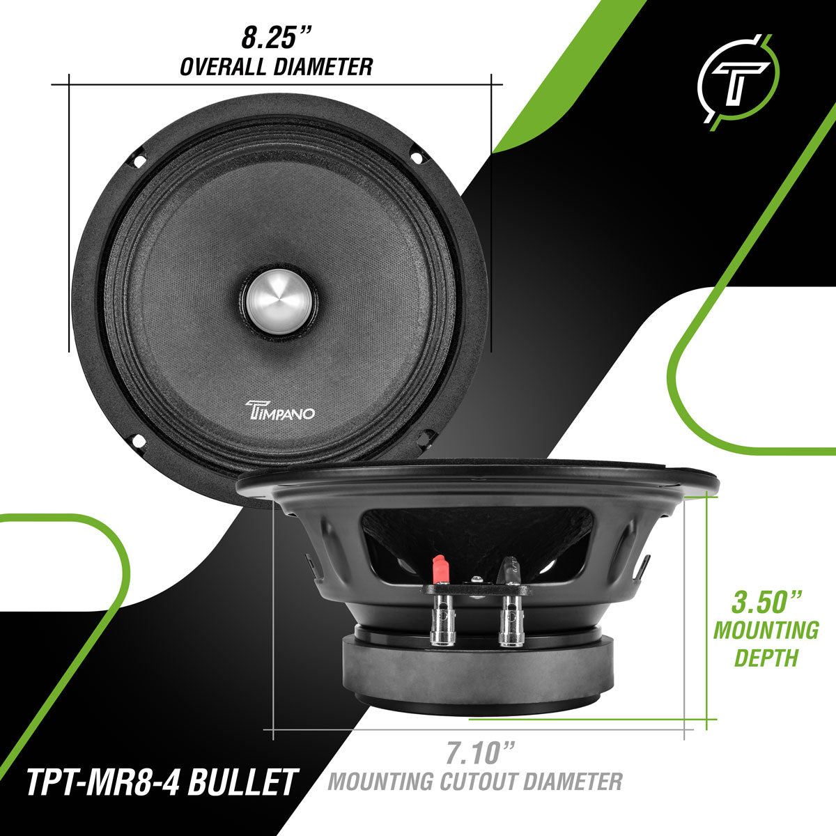 TPT-MR8-4 BULLET PRV  8″ Pro Mid Range Bullet Loudspeaker