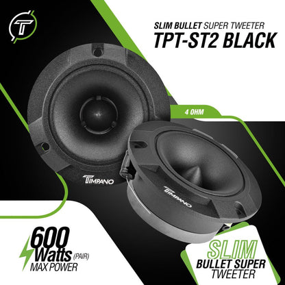 Timpano TPT-ST2 Black Slim Super Tweeter, 600 Watts 4 Ohm