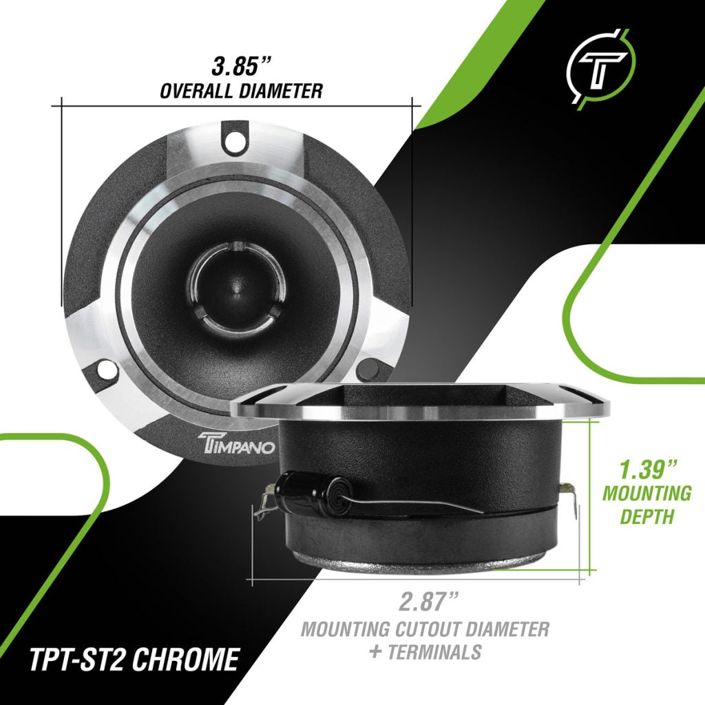 TPT-ST2 CHROME Timpano Bullet Tweeters 600 Watts 4 Ohm