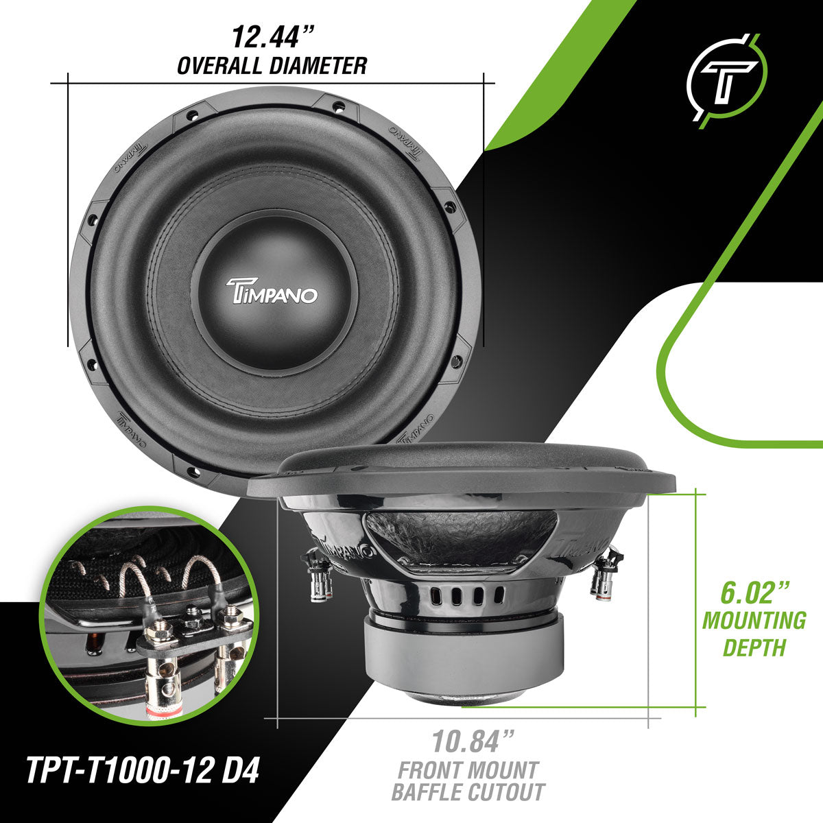 TPT-T1000-12 D4 Timpano 12″ Subwoofer 1200 Watts