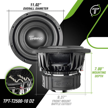 TPT-T2500-10 D2 Timpano 10″ Subwoofer 2000 Watts