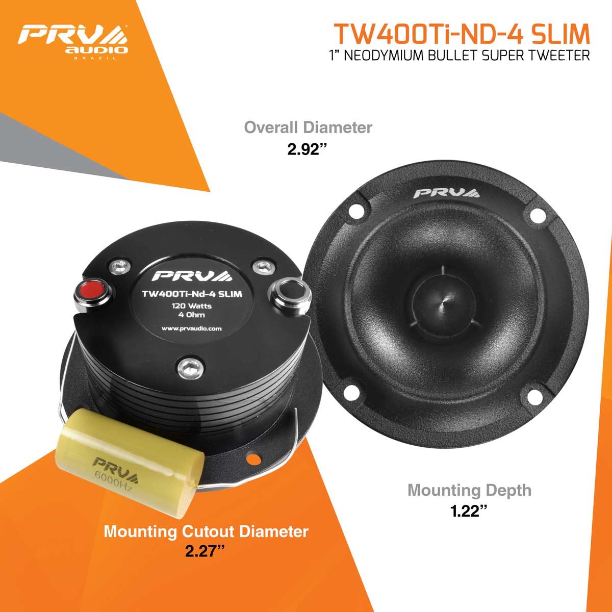 PRV TW400Ti-Nd-4 SLIM (PAIR) Tweeter